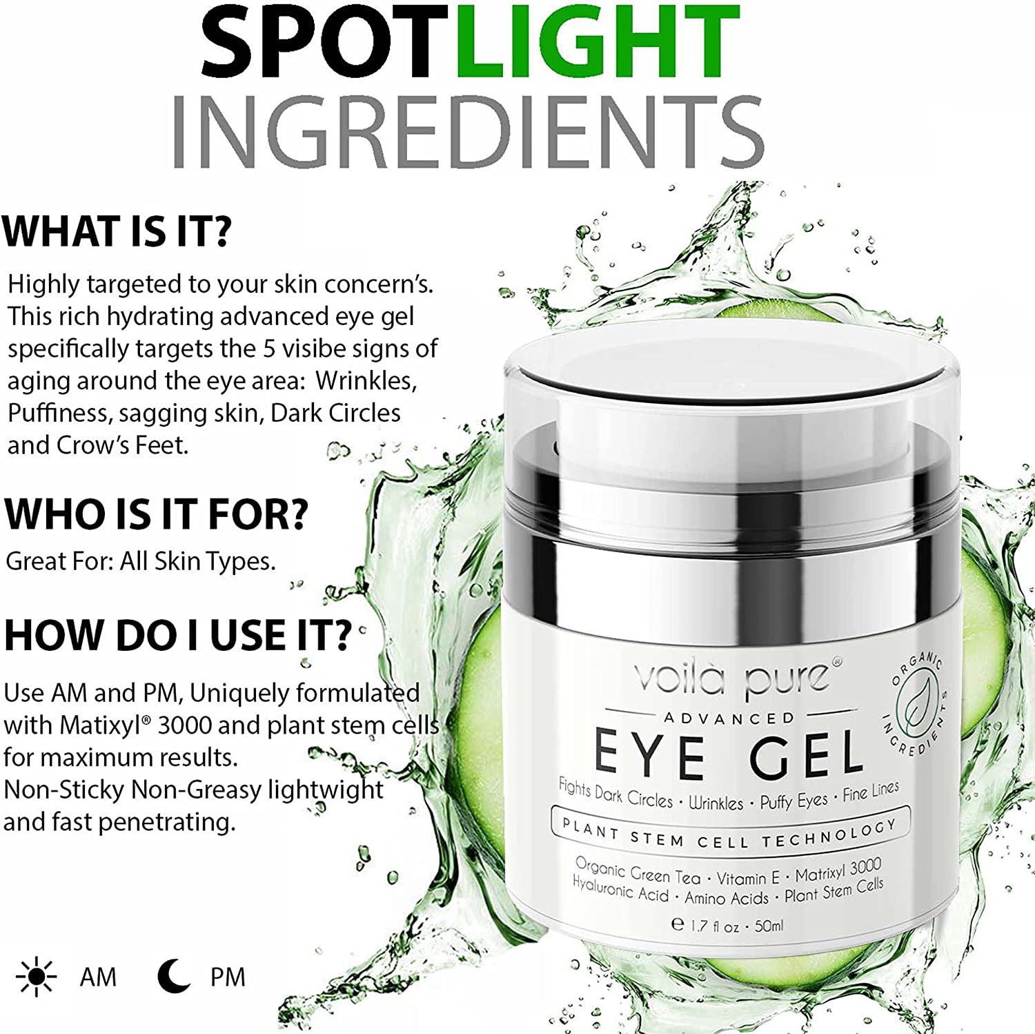 Advanced Eye Gel 50ml. Vegan