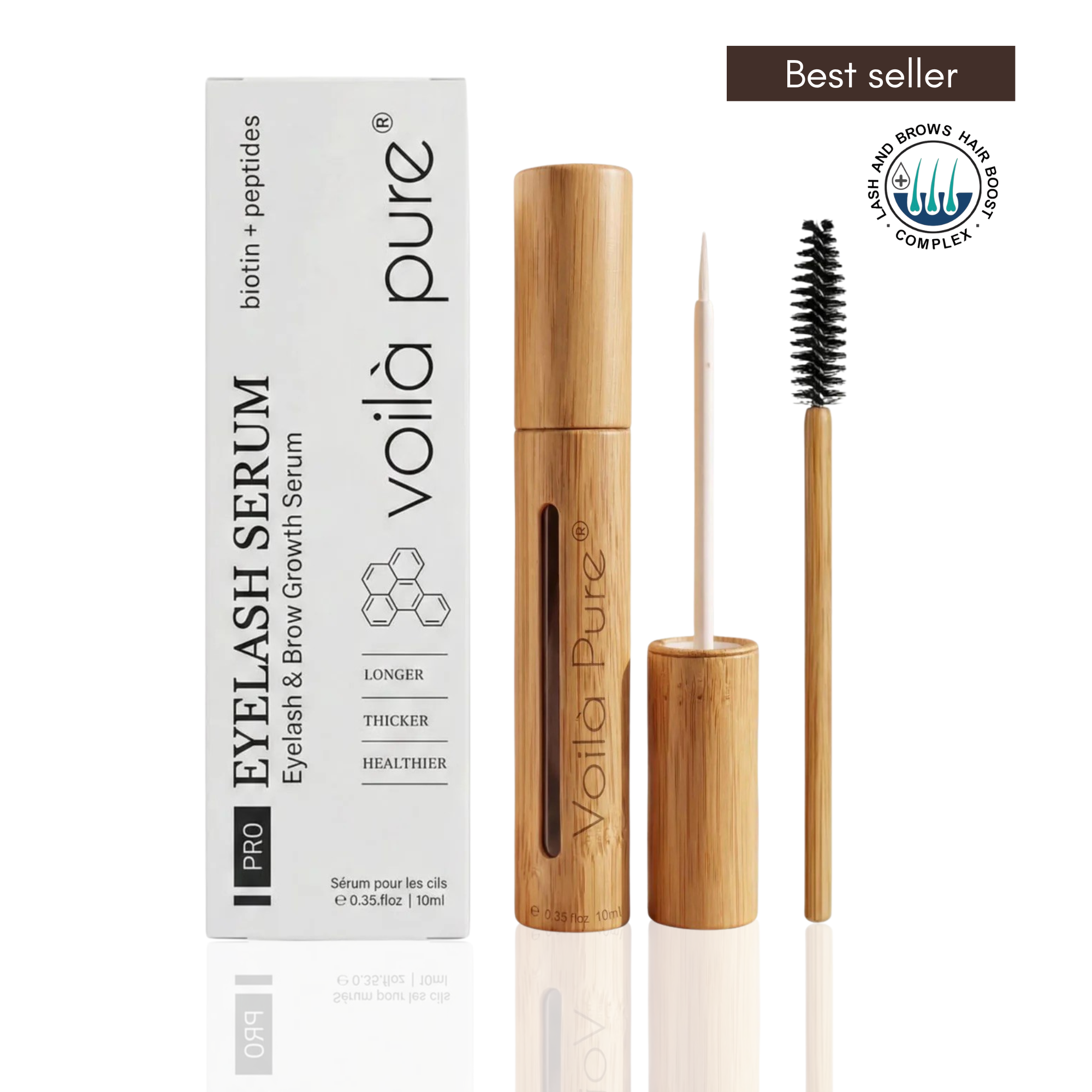 Voila Pure eyelash growth serum with precision applicator.